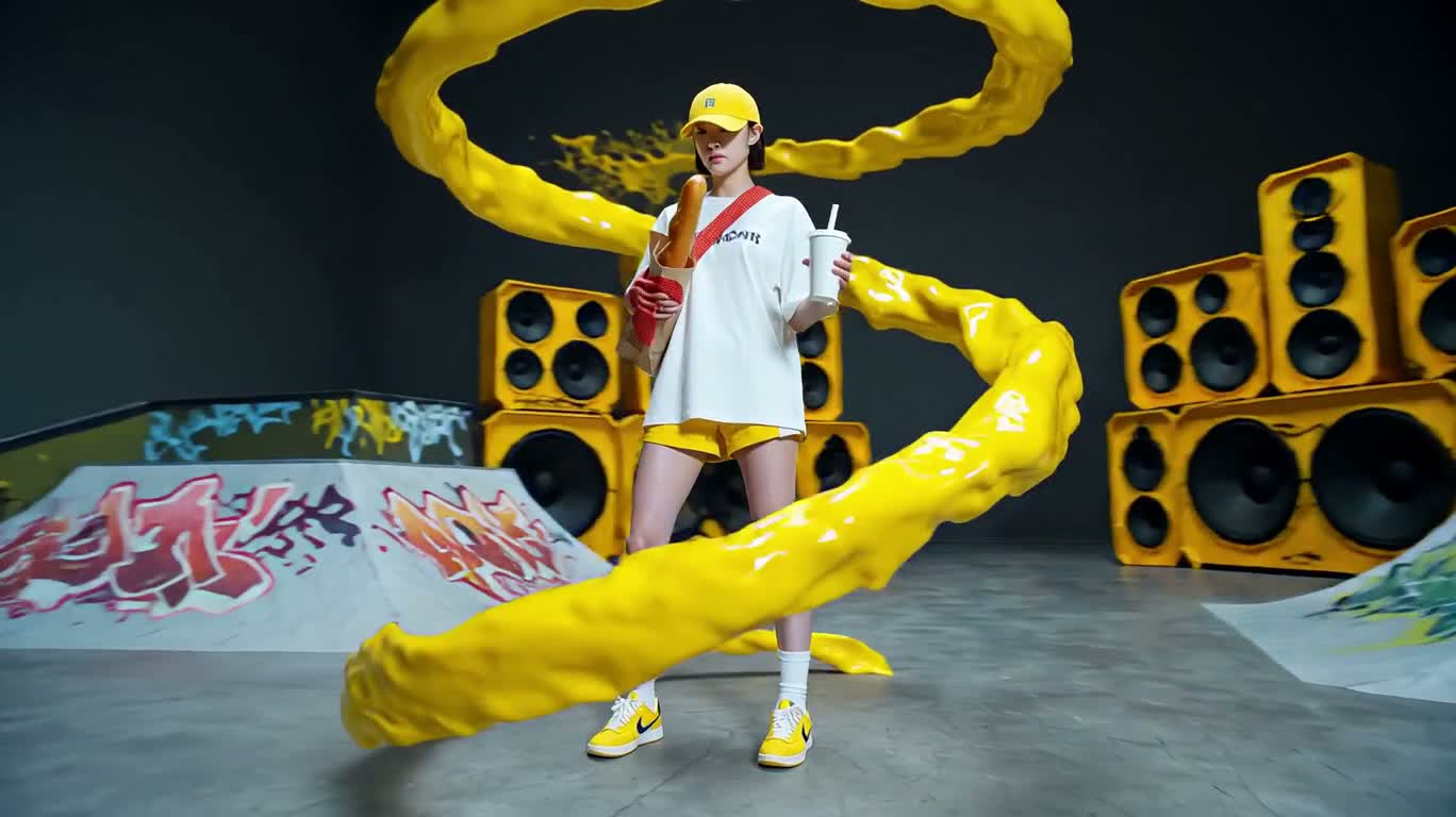 黄胶幻变：滑板场的金色骨骼
