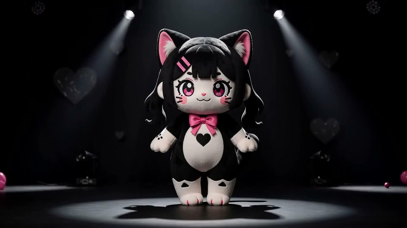 黑白泡泡糖流行猫系偶像玩偶