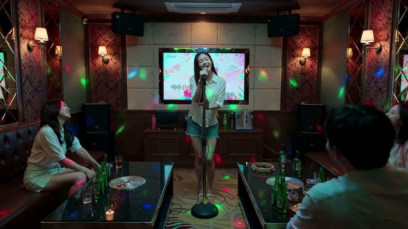 Kinh hoàng phòng hát: Cuộc rượt đuổi hành lang neon — AI video creation