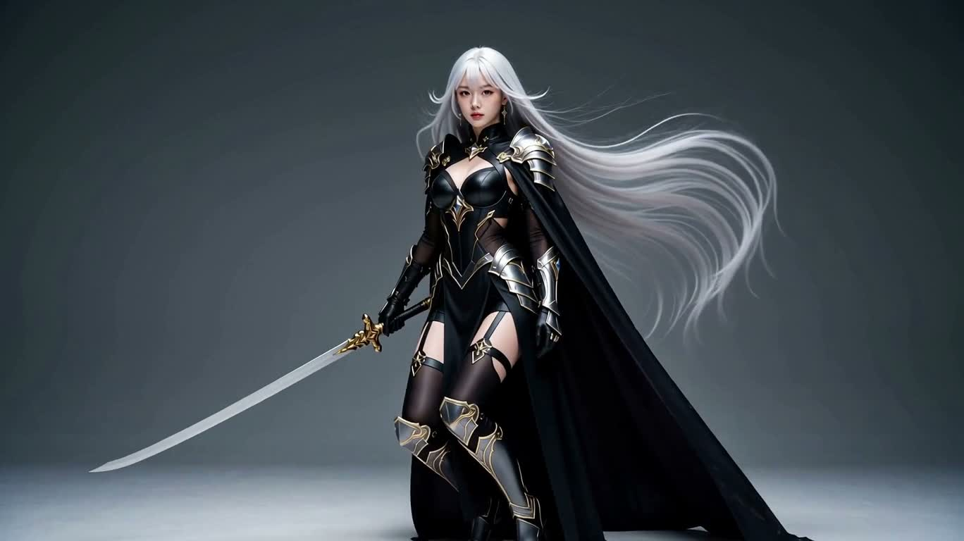 银发圣剑女战士肖像