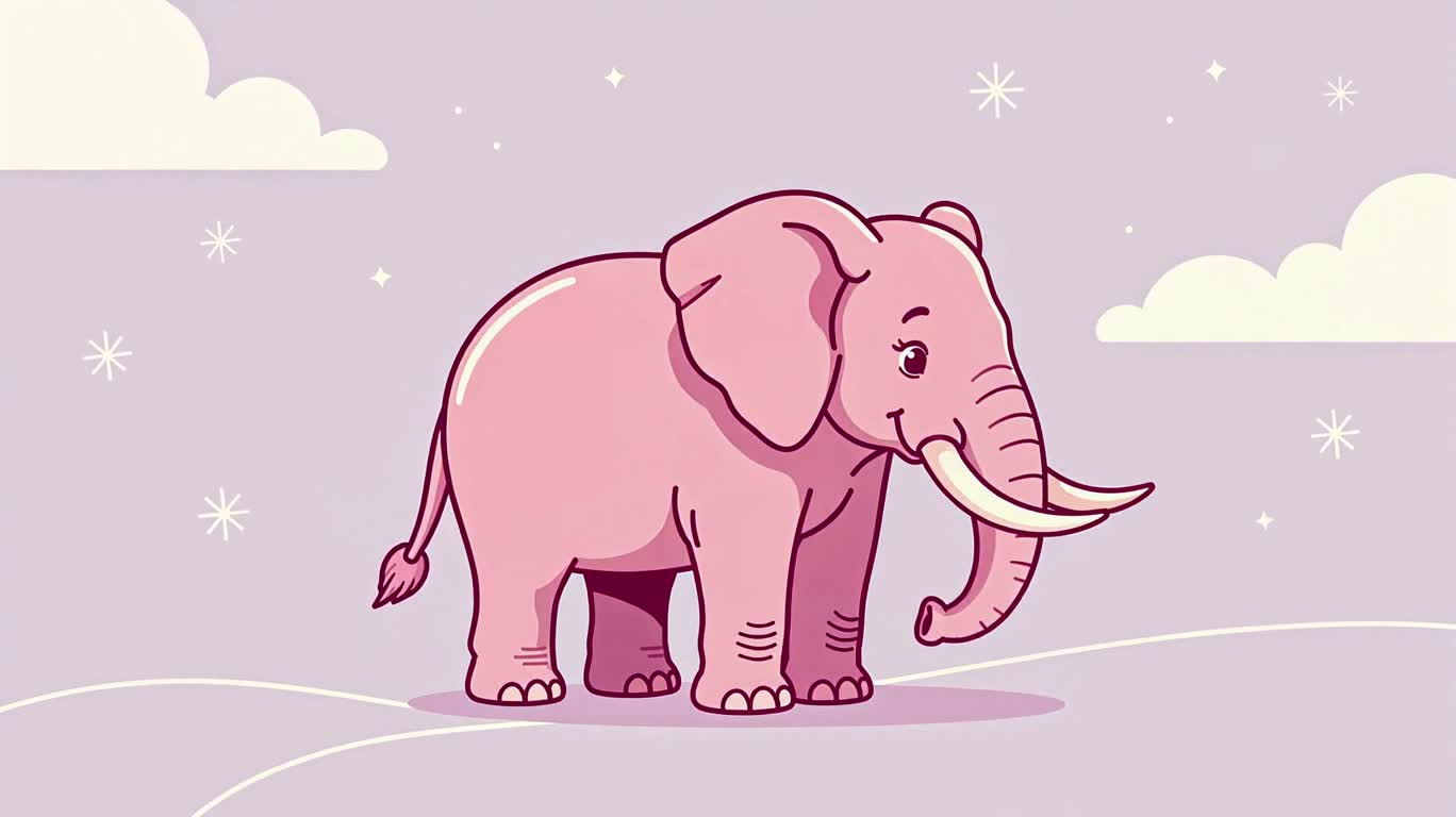 ピンクの象の夢幻線画世界 — AI video creation