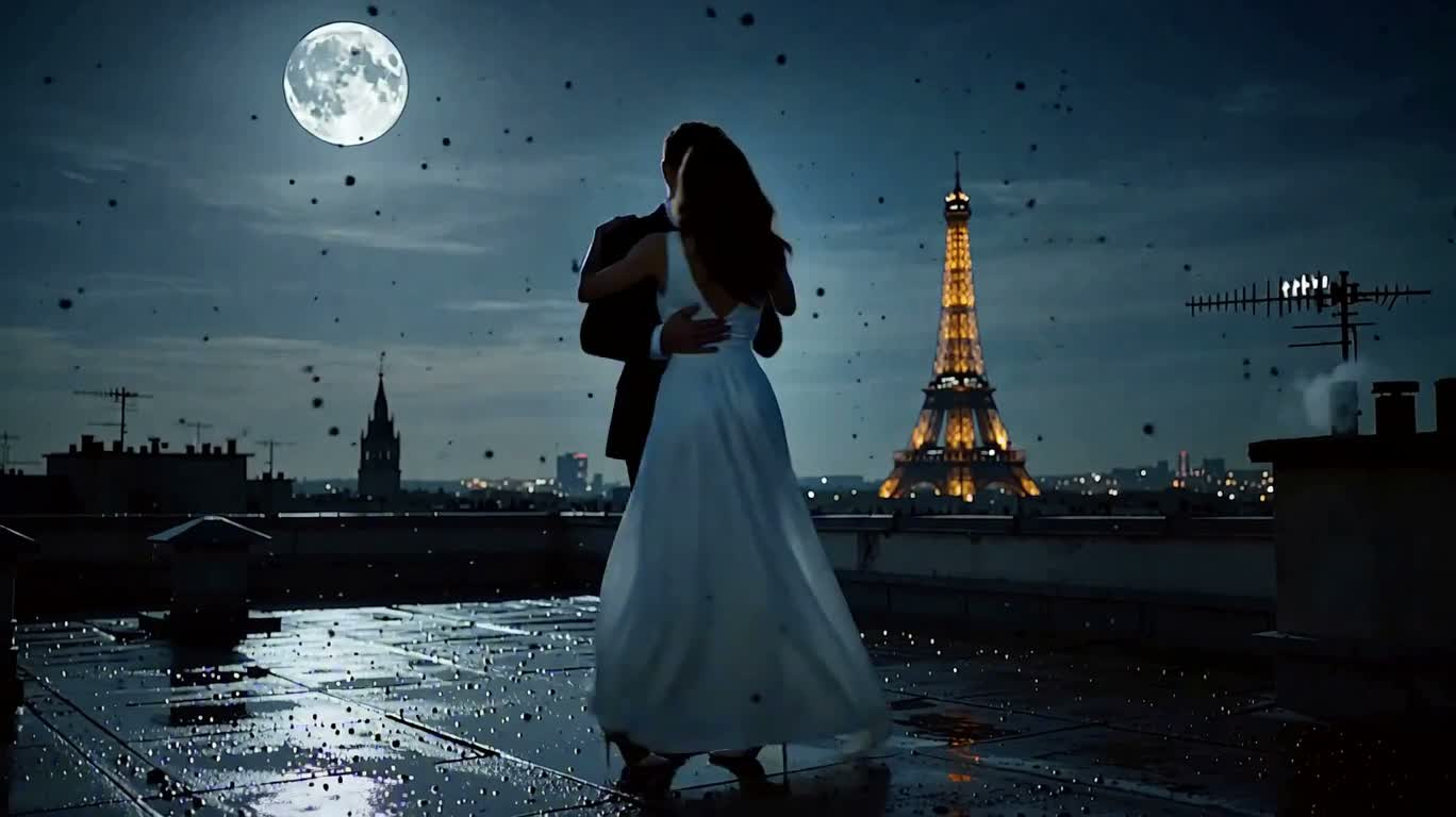 Vầng trăng và sương mù quyện hòa