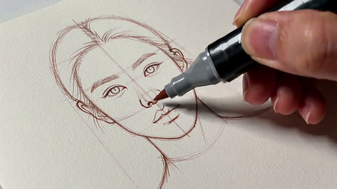 彩绘本中的亚洲女性肖像