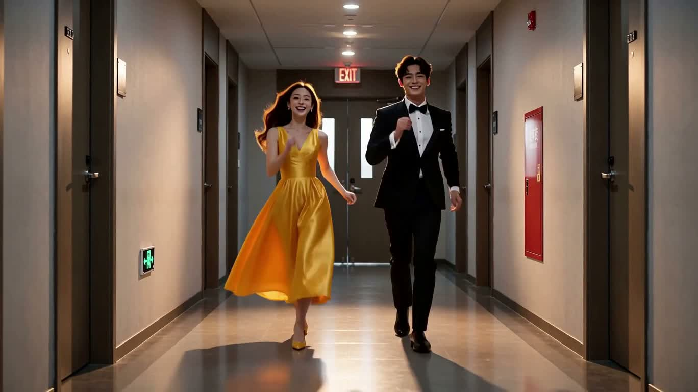 Danse romantique dans le couloir