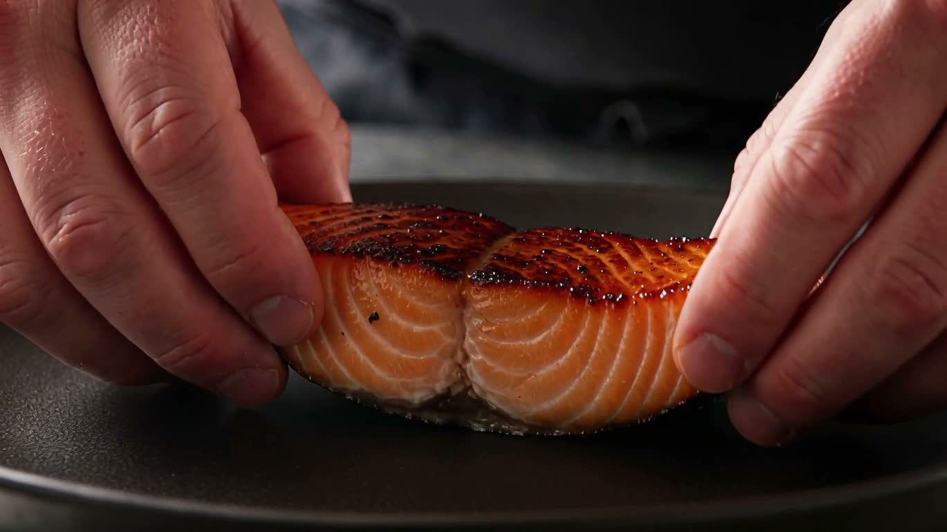 Publicité pour saumon poêlé