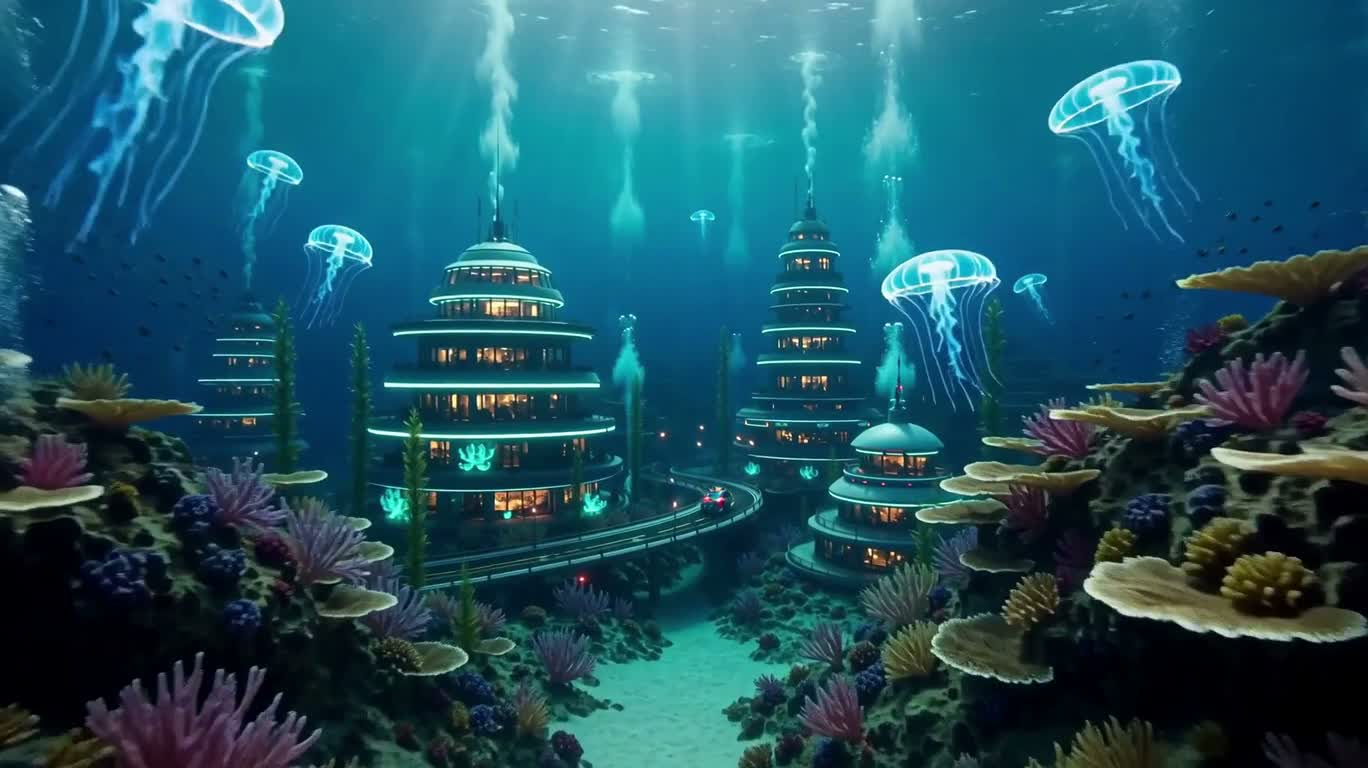 Deep-Sea Sprinters of the Fluorescent Coral City — AI video creation