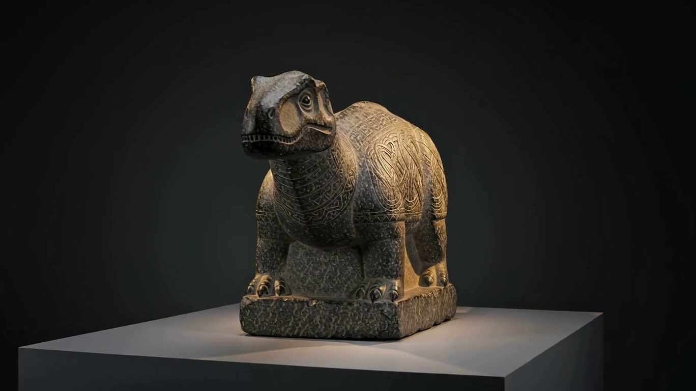 Irish Celtic Dinosaur Stone Carving