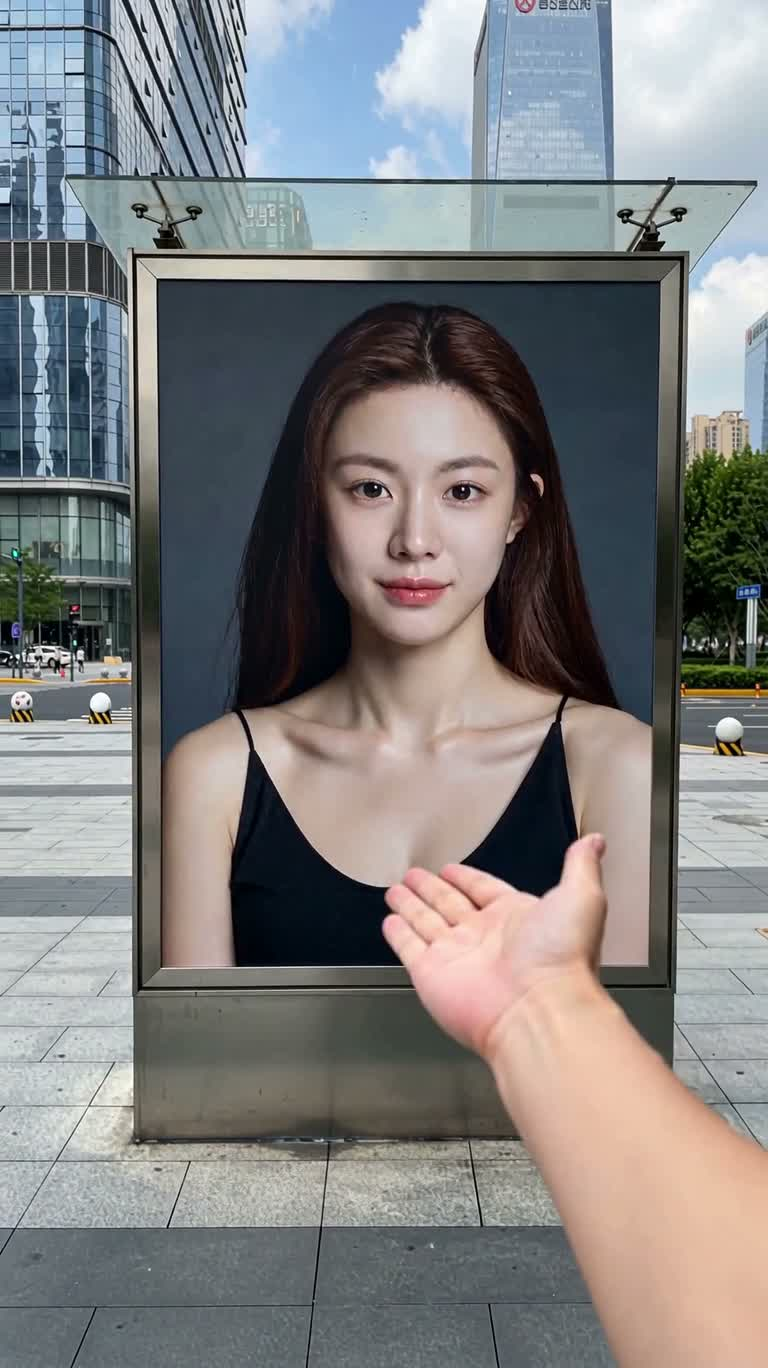 广告牌里的递饮料互动 — AI video creation