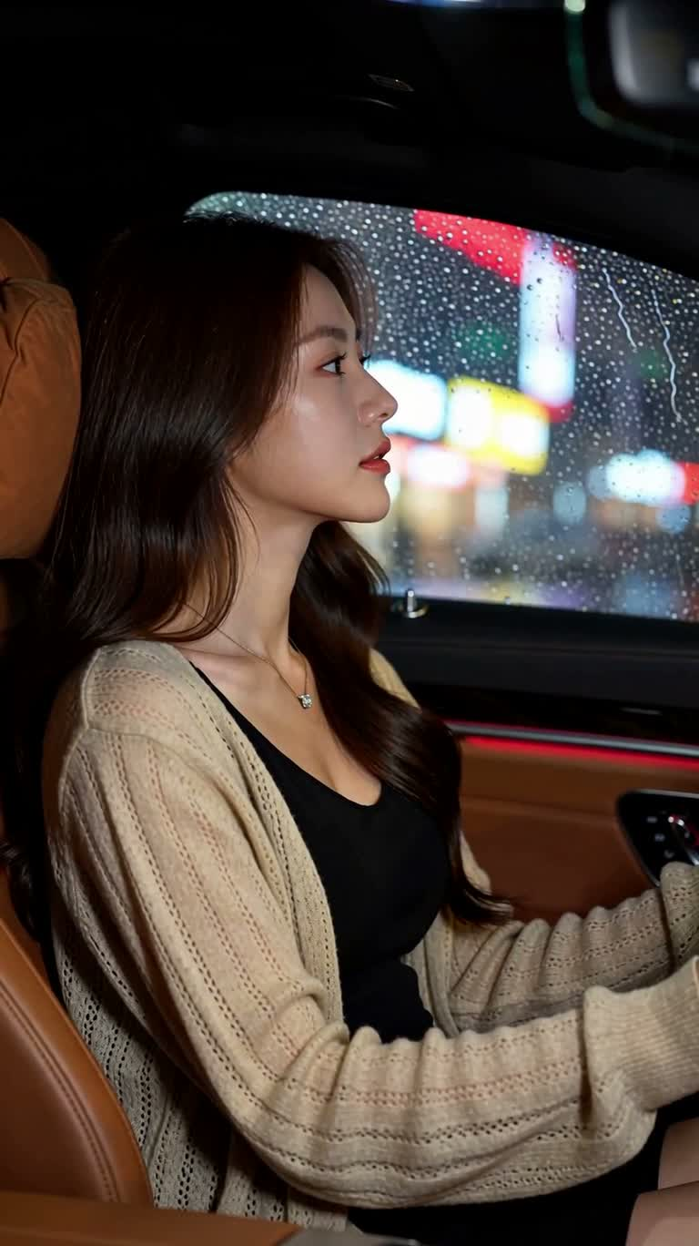 A Gentle Glance Back in the Rainy Night Carriage