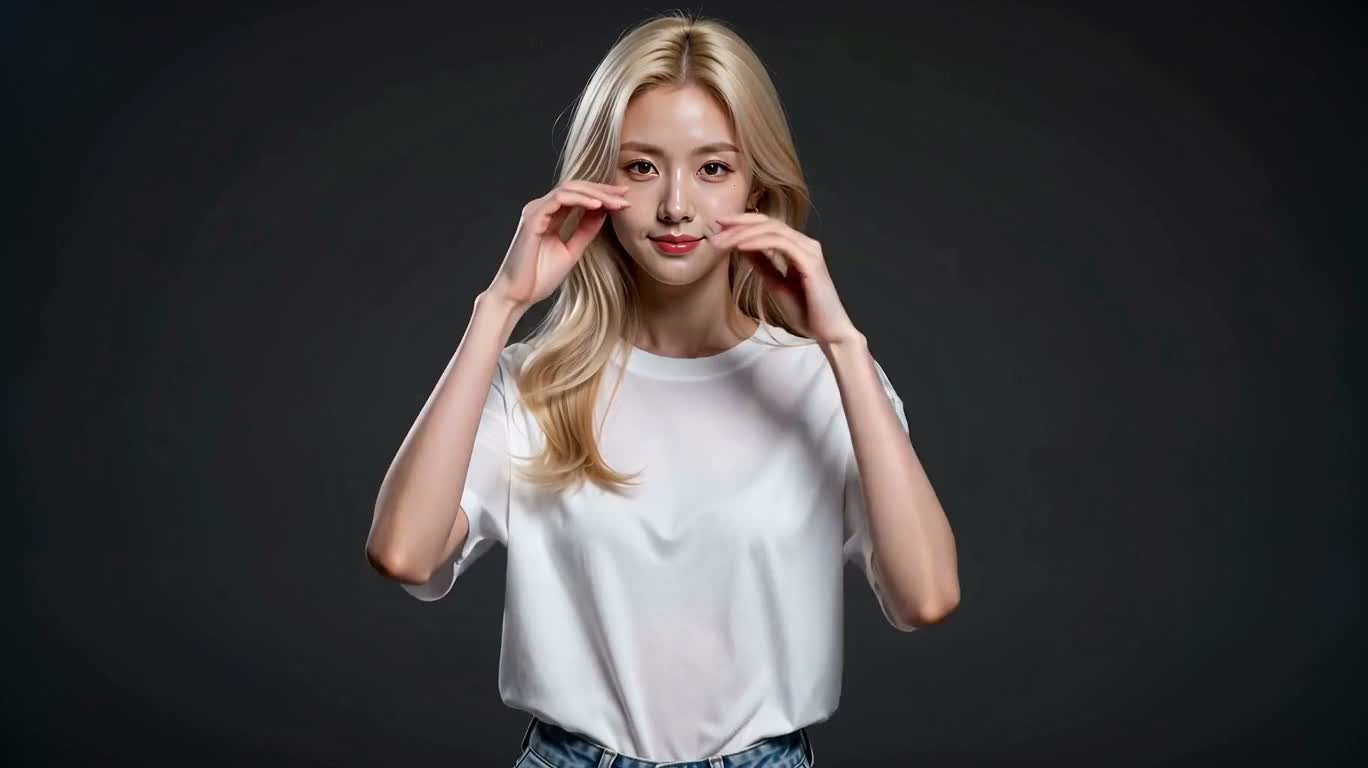白衣牛仔短裤的金发动漫女性