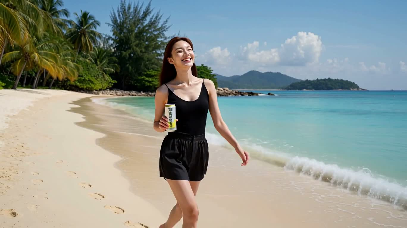热带海滩清凉饮品广告