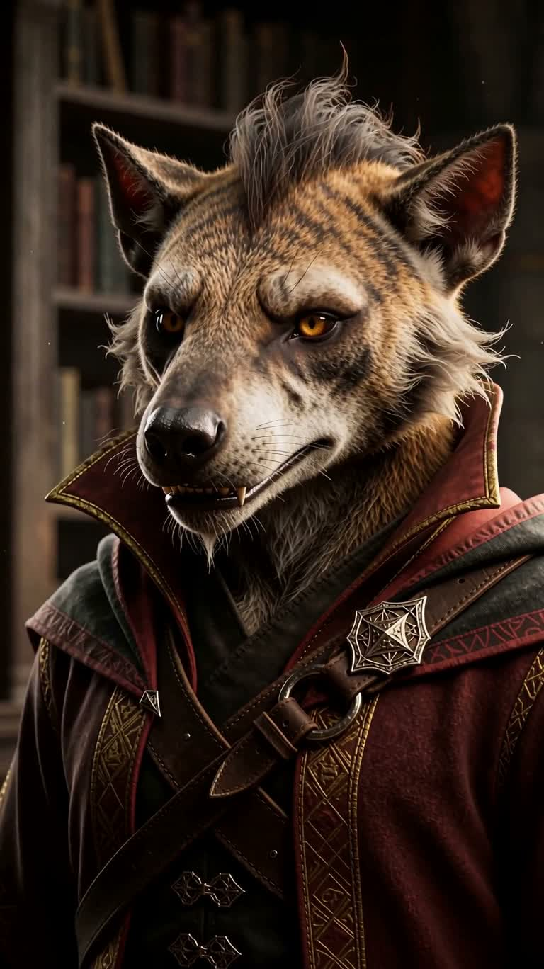 Portrait d'un mage gnoll demi-vampire