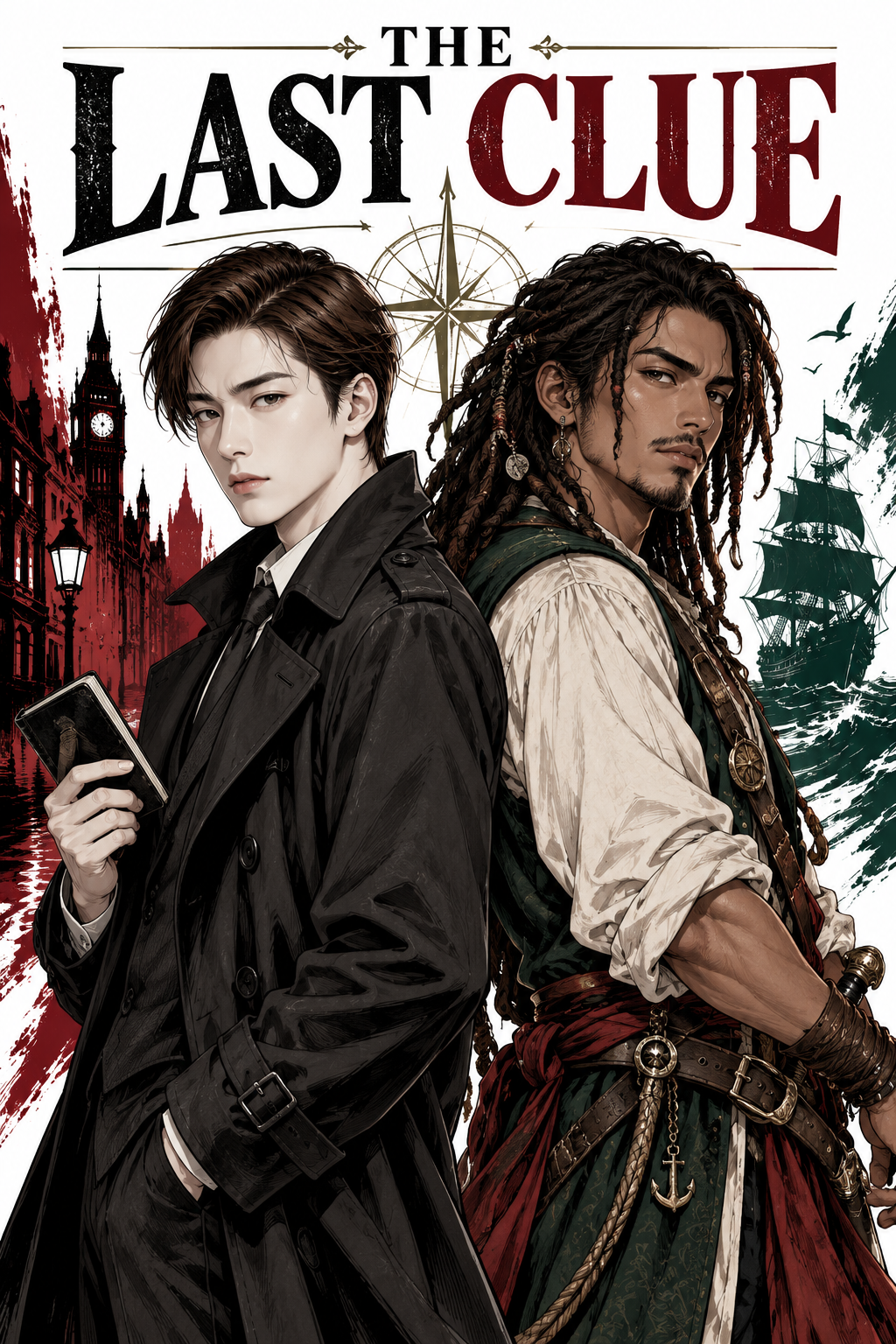 侦探与海盗双角色原创漫画海报