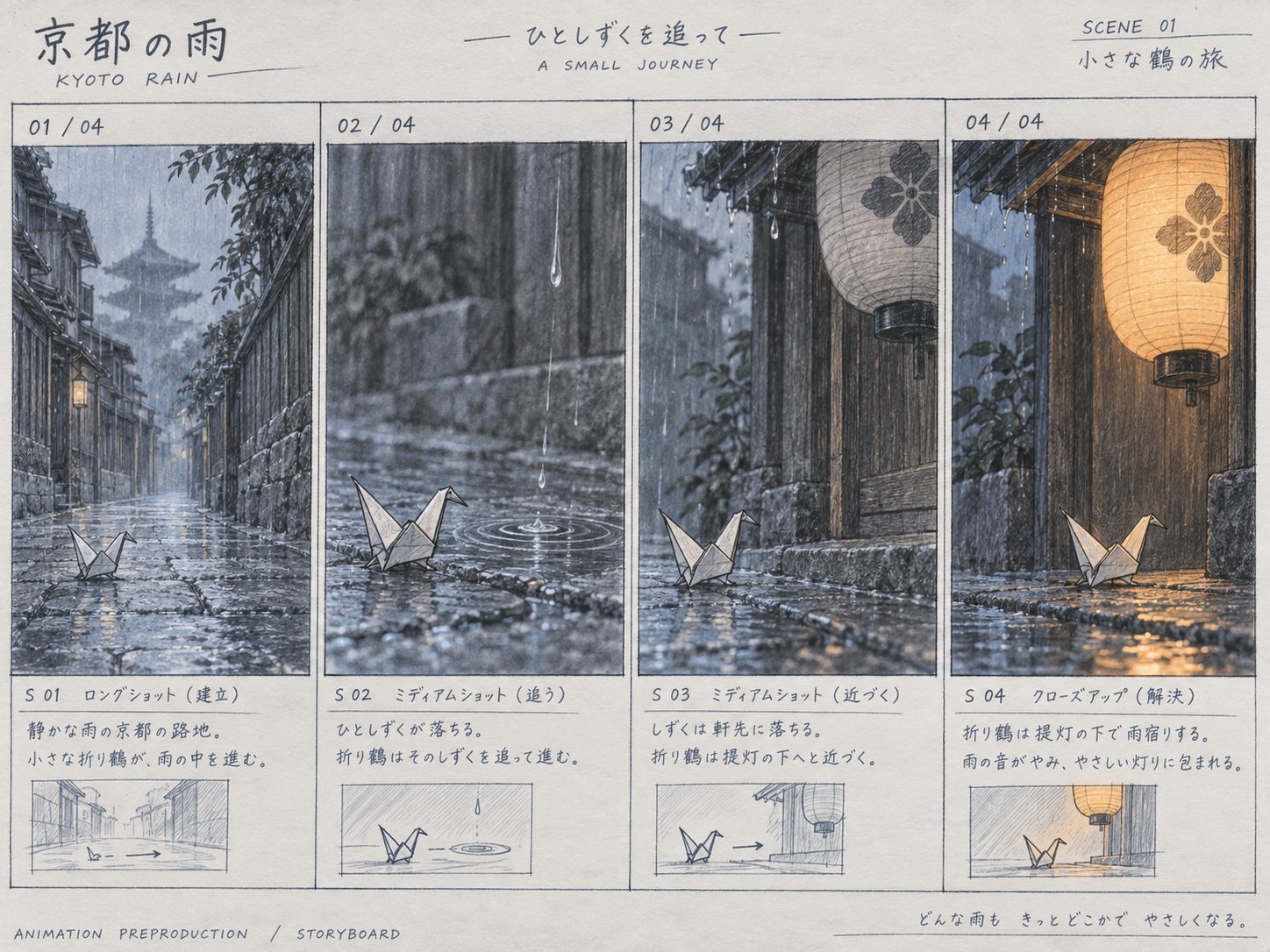 四格日系动画分镜草图模板