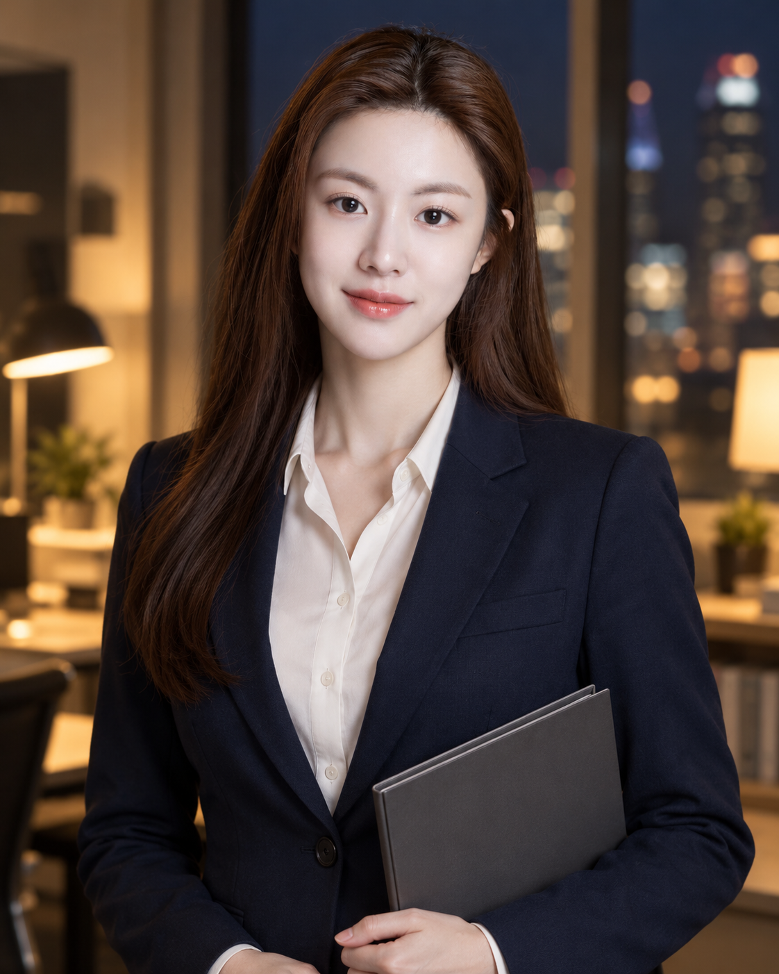 深夜办公室成年职场女性专业肖像