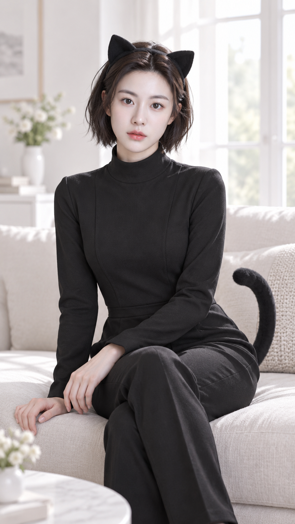 成年女性黑色猫系幻想时尚肖像