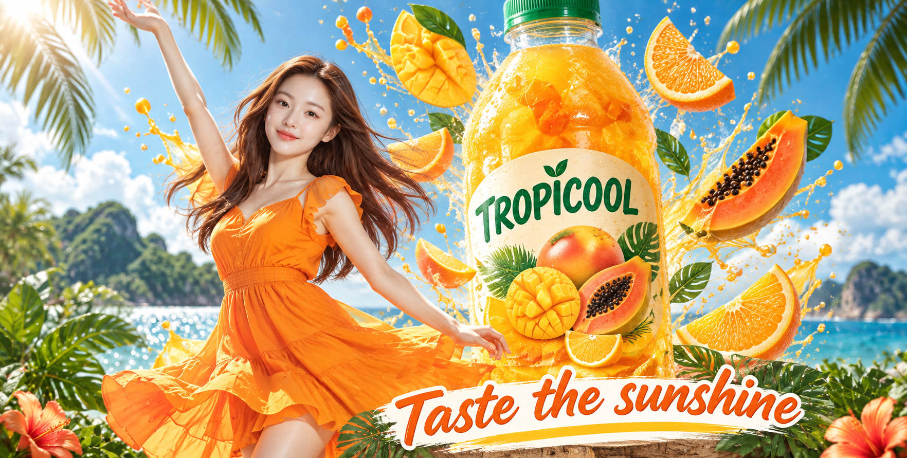 TROPICOOL热带果汁阳光广告海报